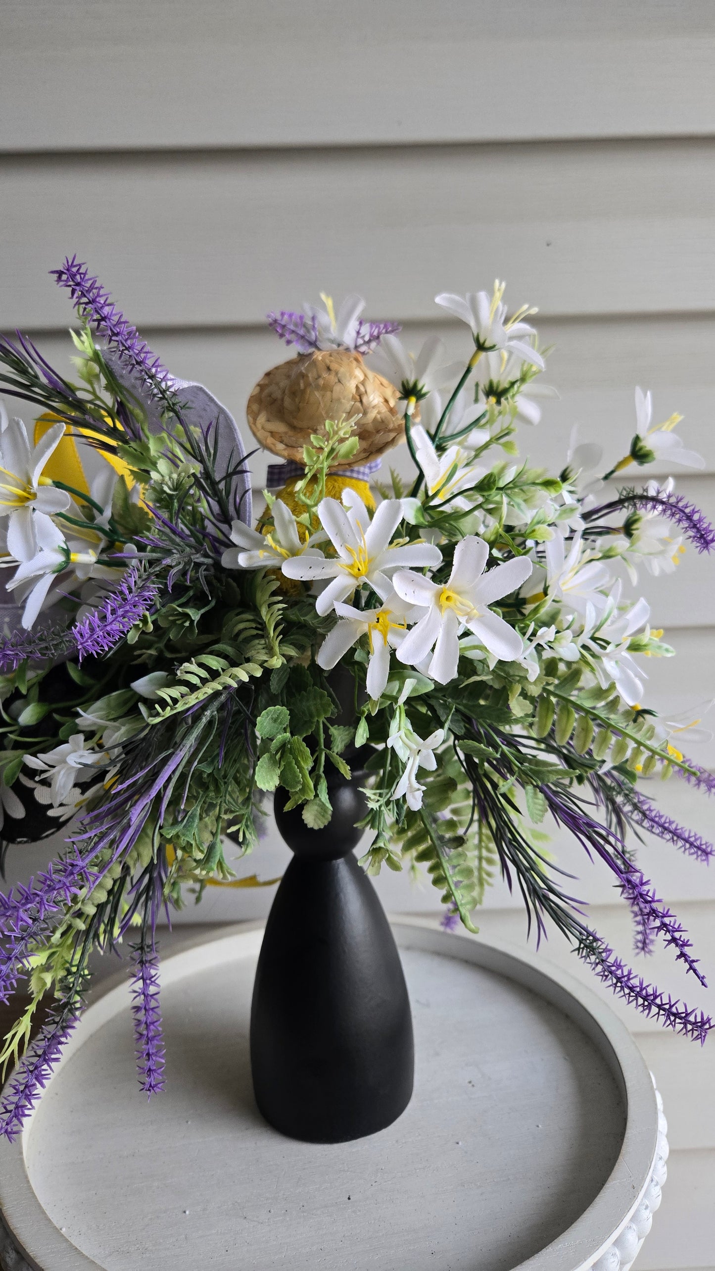 Easter Duck Candlestick Arrangement | Spring Floral Centerpiece with Duck Figurine, Farmhouse Easter Decor