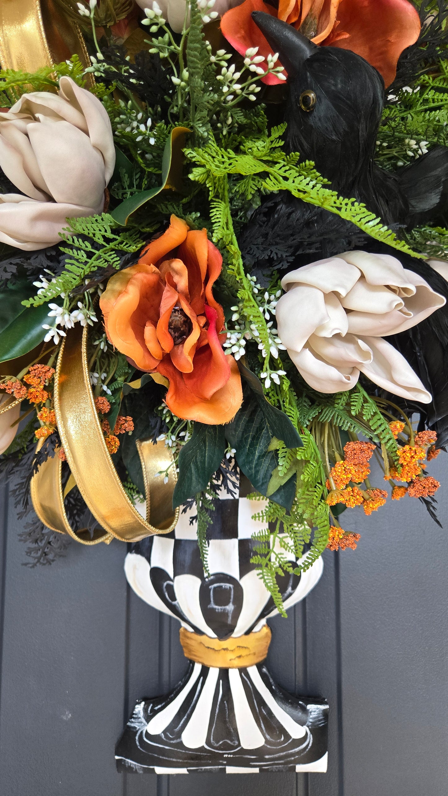 Raven's Autumn Elegance Topiary Urn Door/Wall Hanger