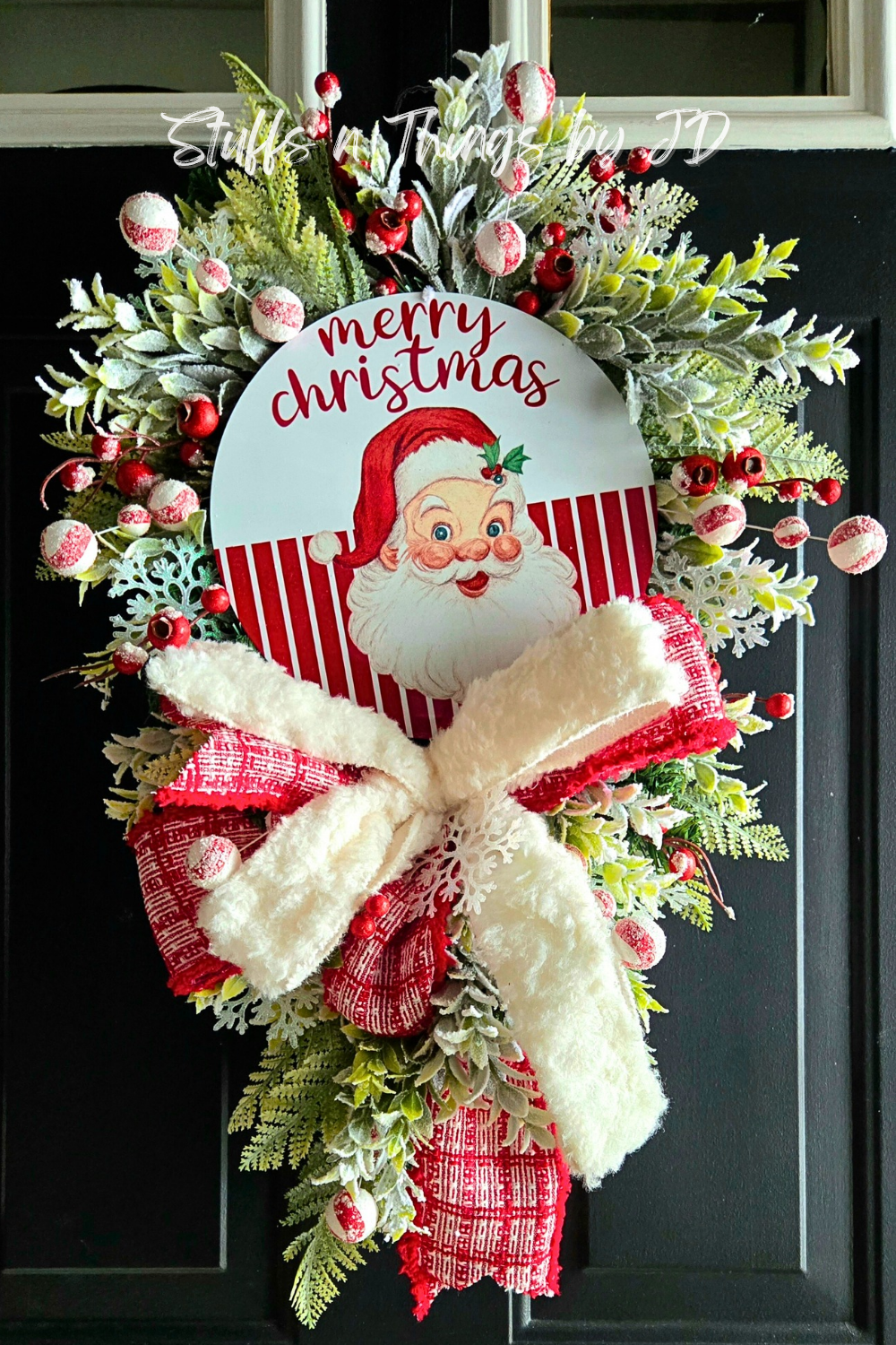 Santa Swag – Slim Pancake Style Christmas Door Wreath