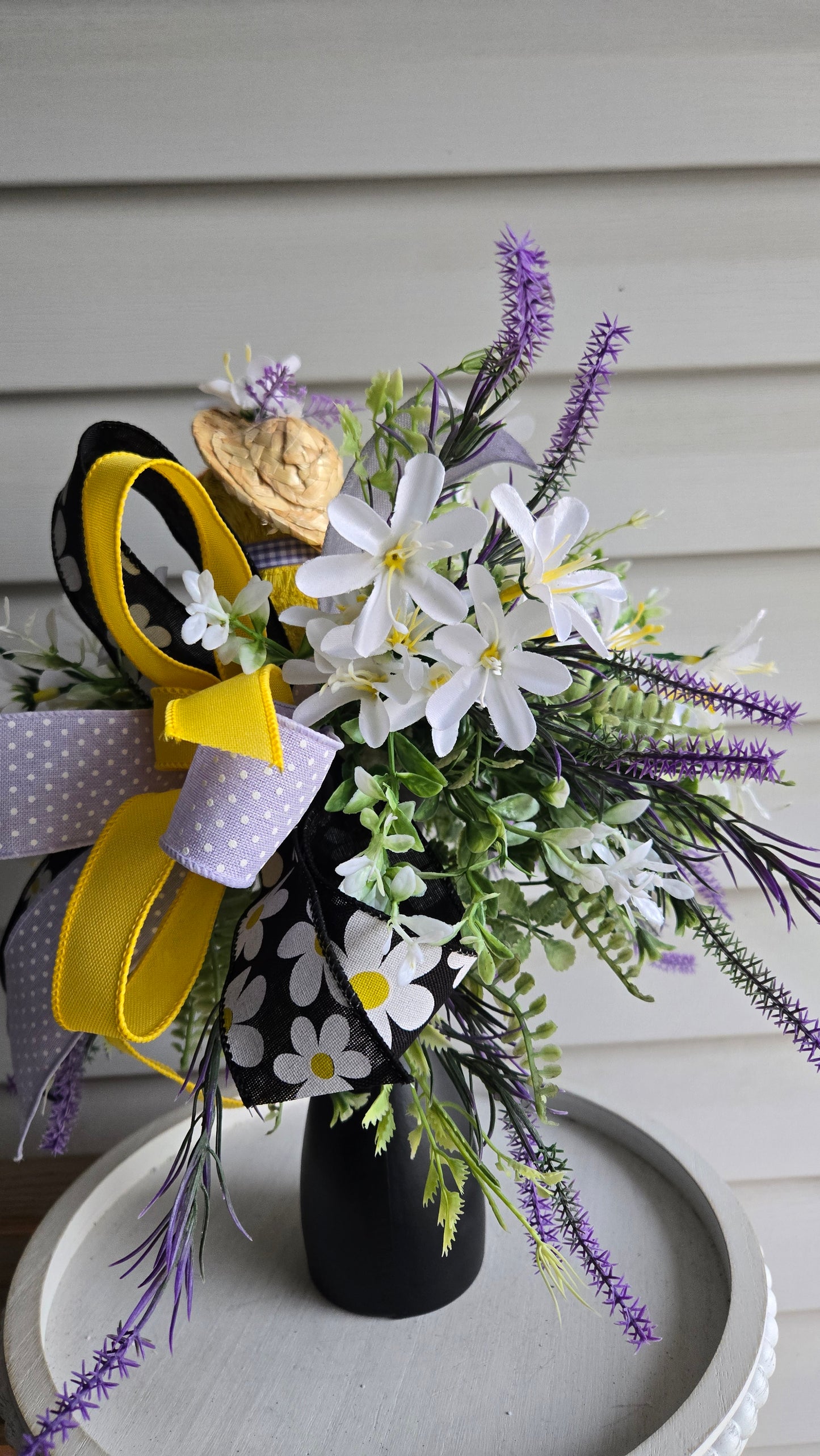 Easter Duck Candlestick Arrangement | Spring Floral Centerpiece with Duck Figurine, Farmhouse Easter Decor