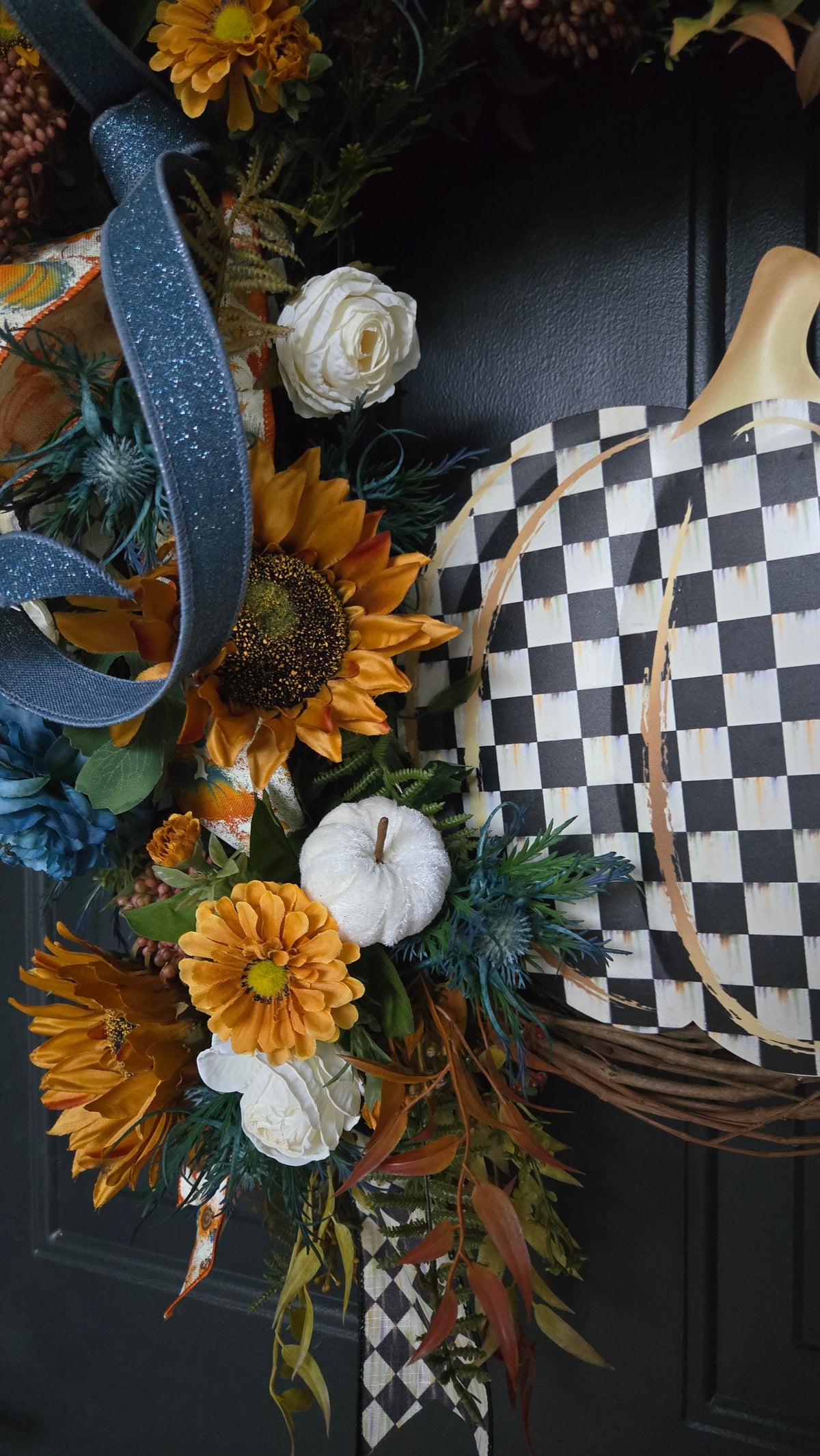 Fall Wreath, Autumn Front Door Decor, Pumpkin & Sunflower Wreath, Thanksgiving Wreath, Seasonal Home Decor