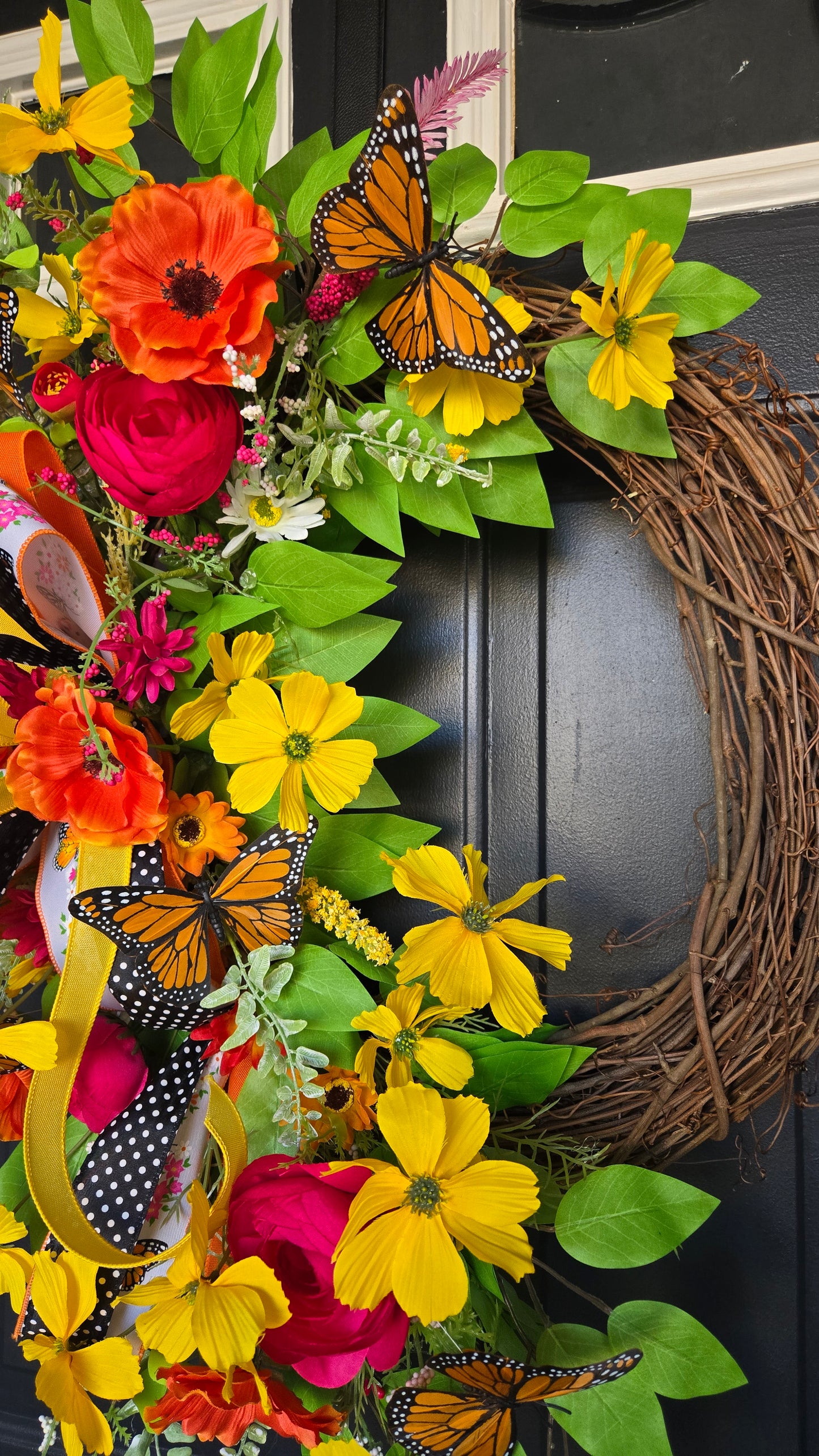 Monarch Butterfly Garden Grapevine Wreath