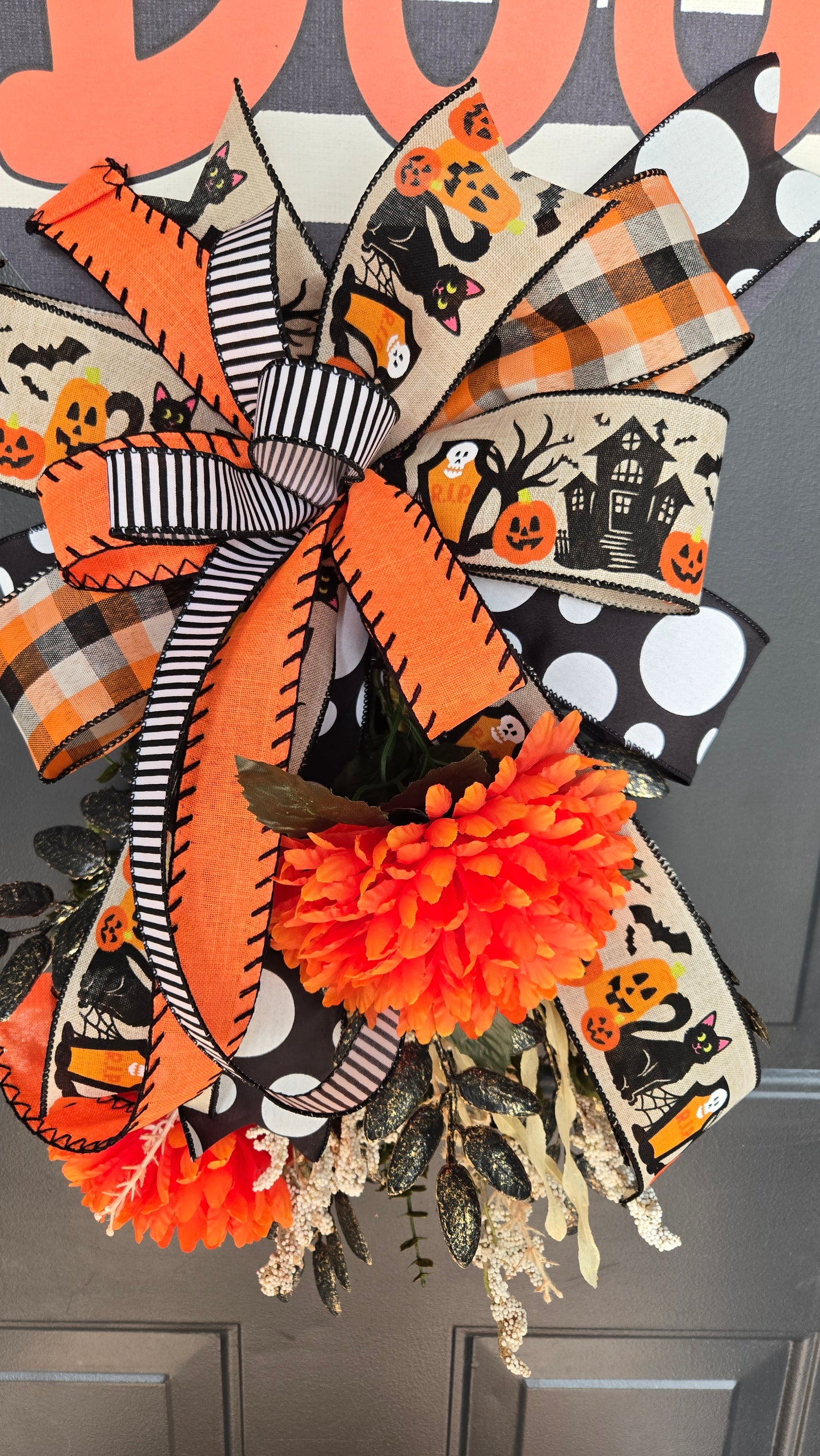 Fall Swag Door Hanger - Halloween Boo Wreath