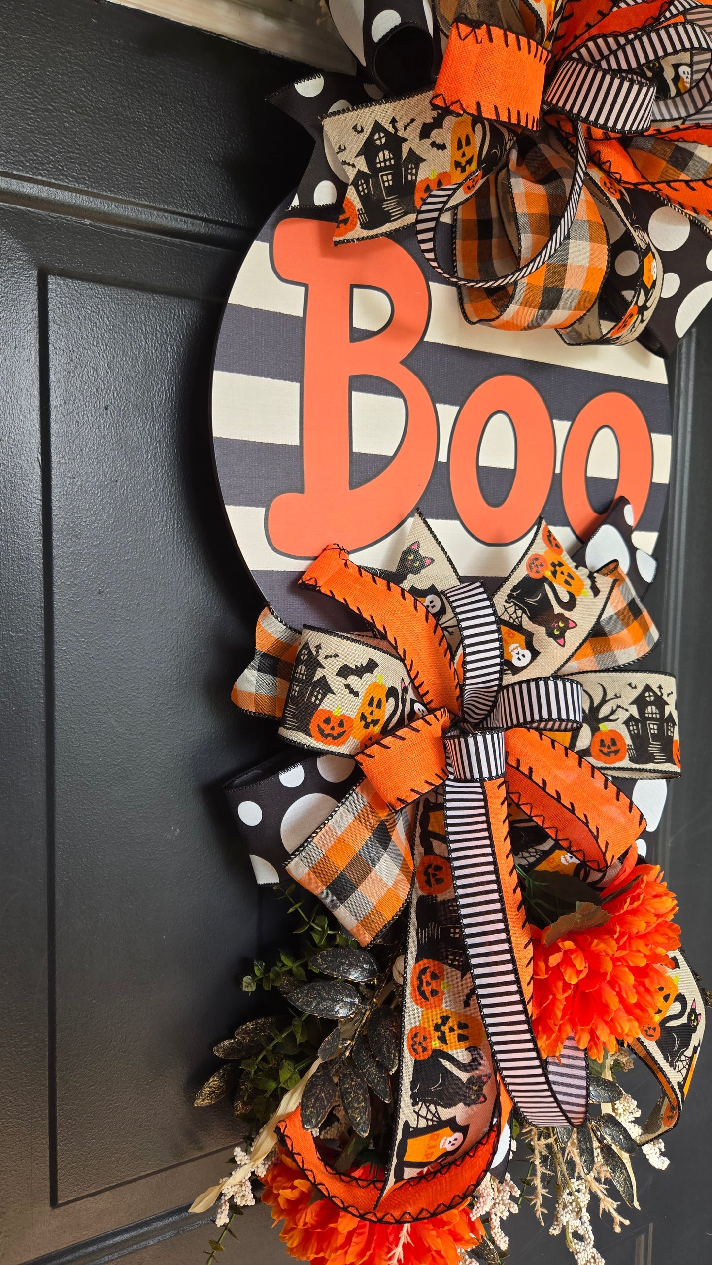 Fall Swag Door Hanger - Halloween Boo Wreath