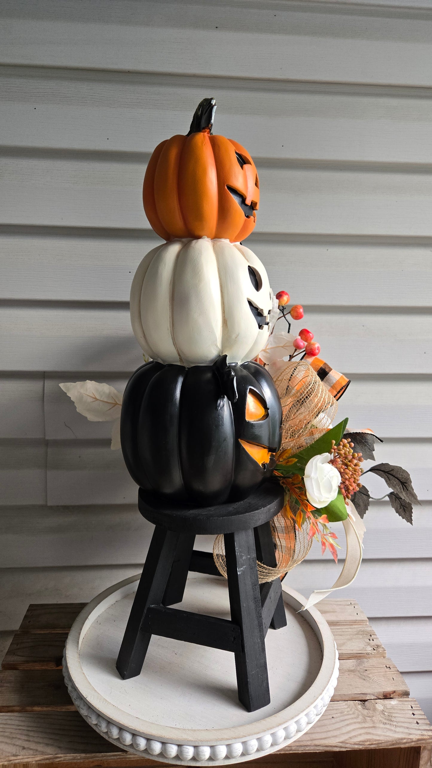 Stacked Jack O'Lantern Halloween and Fall Centerpiece or Table Decor