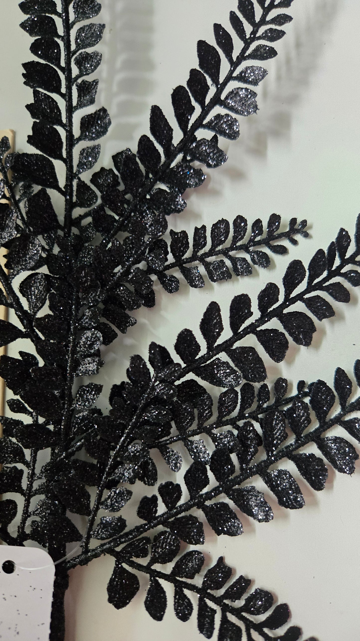 16" Black Glitter Fern