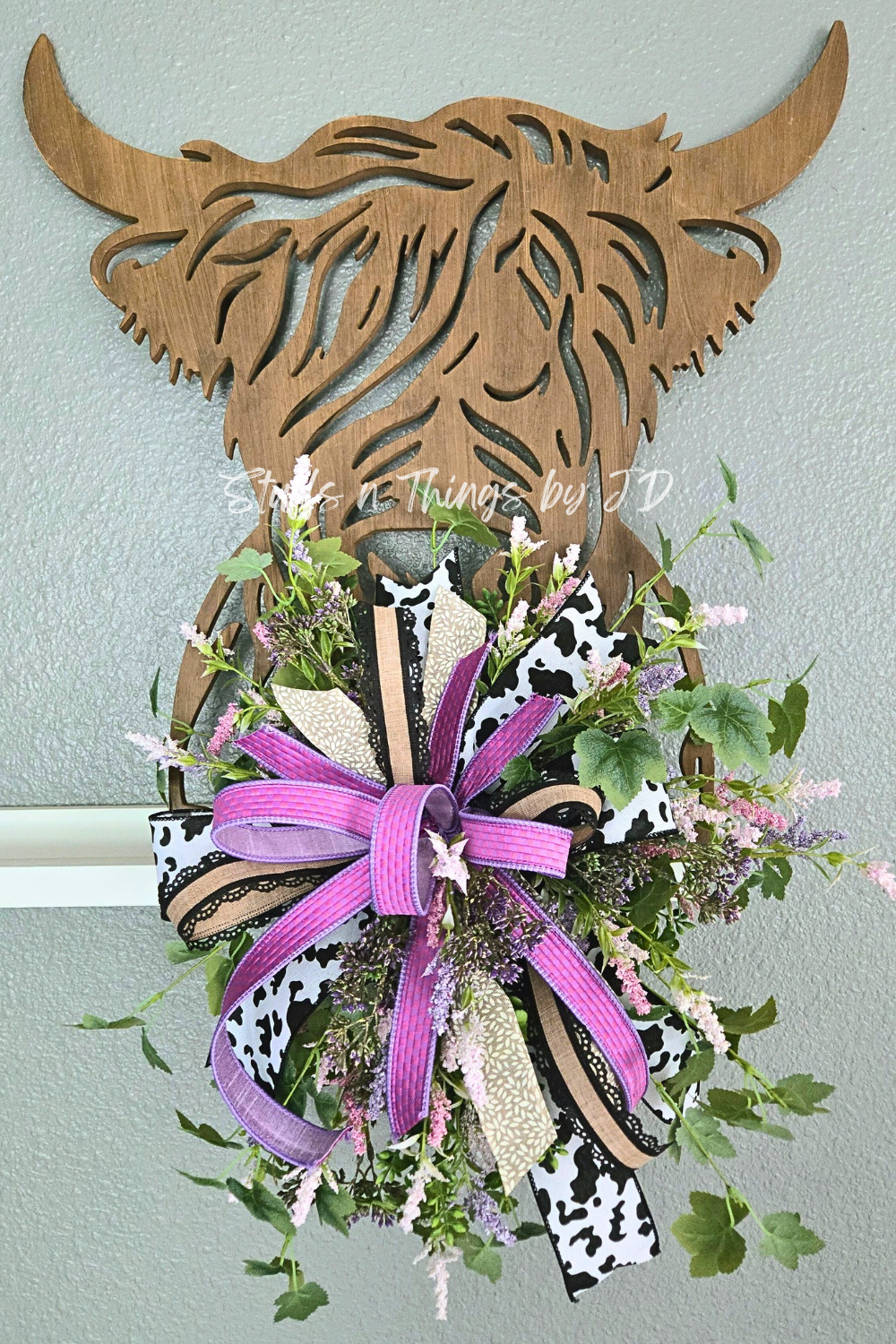 Highland Cow Wall Decor, Large Farmhouse Cow Door Hanger