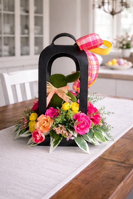 Spring Bunny Lantern Arrangement | Easter Table Decor | Bunny Home Decor