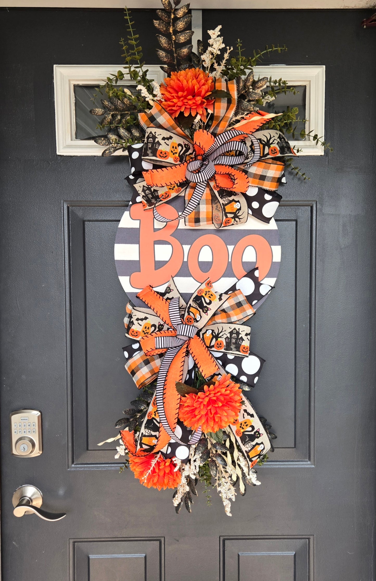 Fall Swag Door Hanger - Halloween Boo Wreath