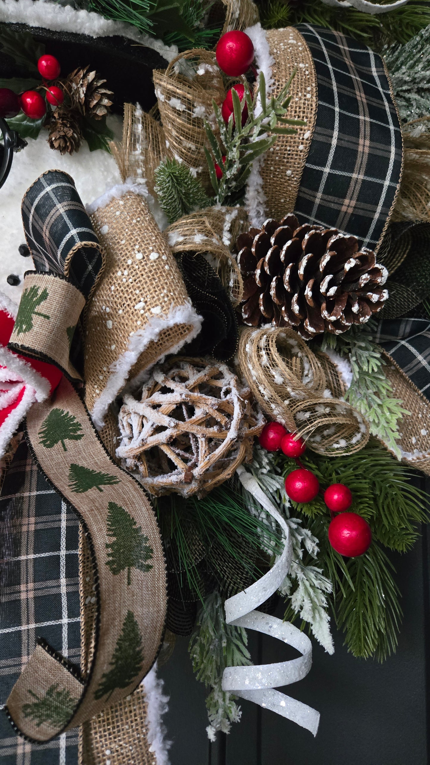 Rustic Snowman Christmas Wreath with Glasses – Holiday Seasonal Door Wreath with Pinecones & Woodland Accents