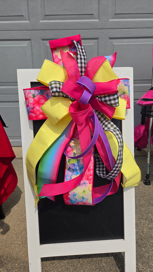 Wreath Bow - Changeable Bright Floral Summer Bow for Large Wreaths