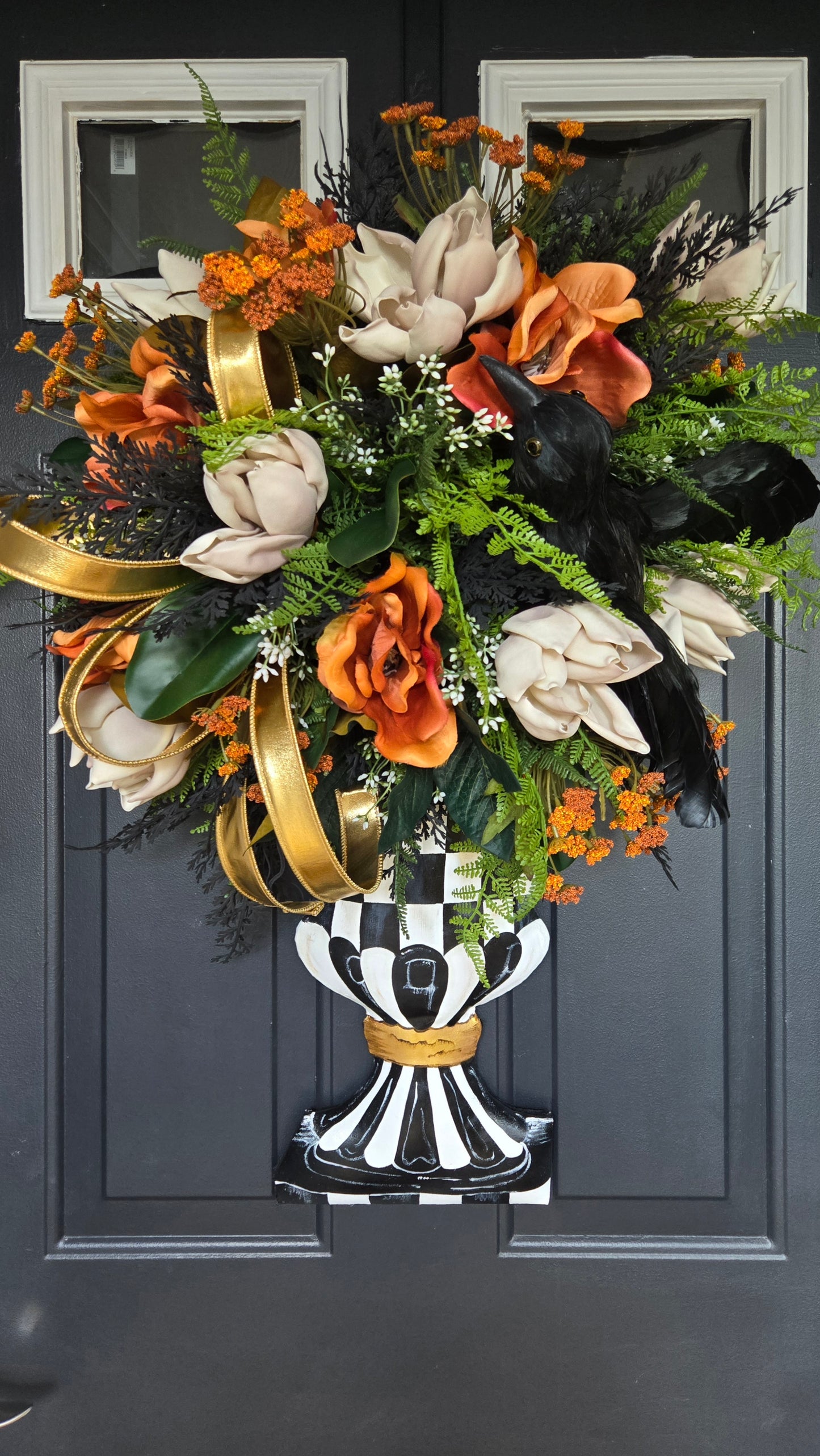 Raven's Autumn Elegance Topiary Urn Door/Wall Hanger