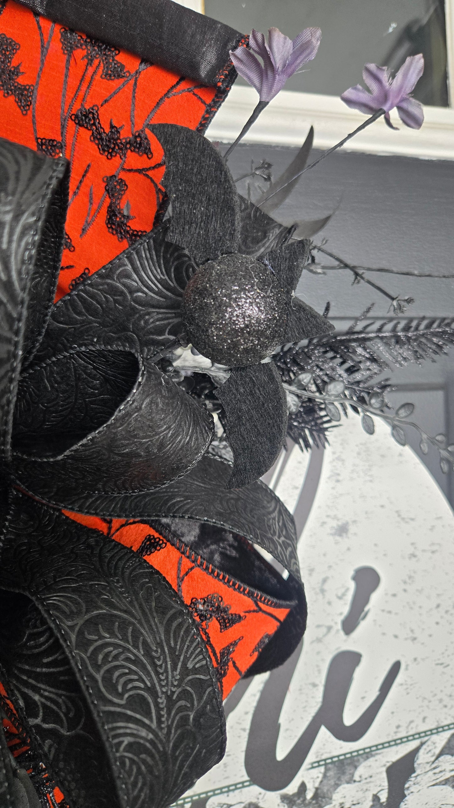 Halloween Bat Front Door Wood Sign