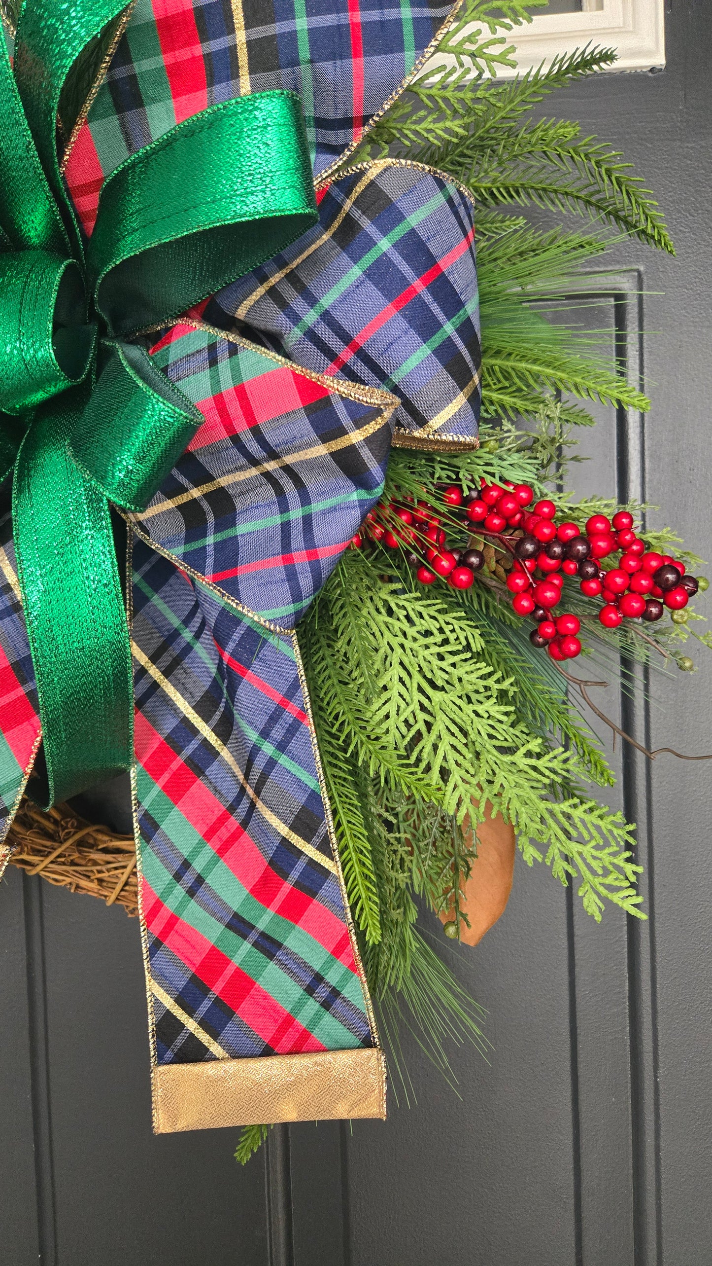 Ralph Lauren Inspired Christmas Wreath – Classic Tartan Plaid Wreath