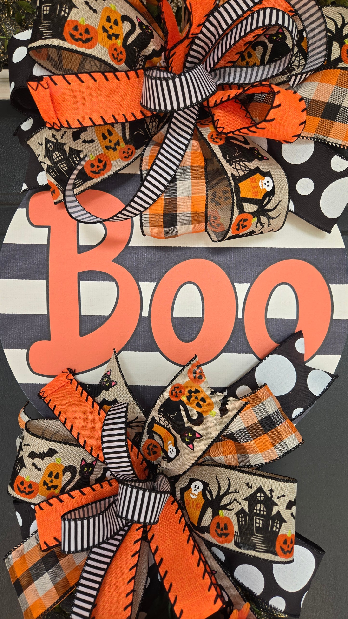 Fall Swag Door Hanger - Halloween Boo Wreath