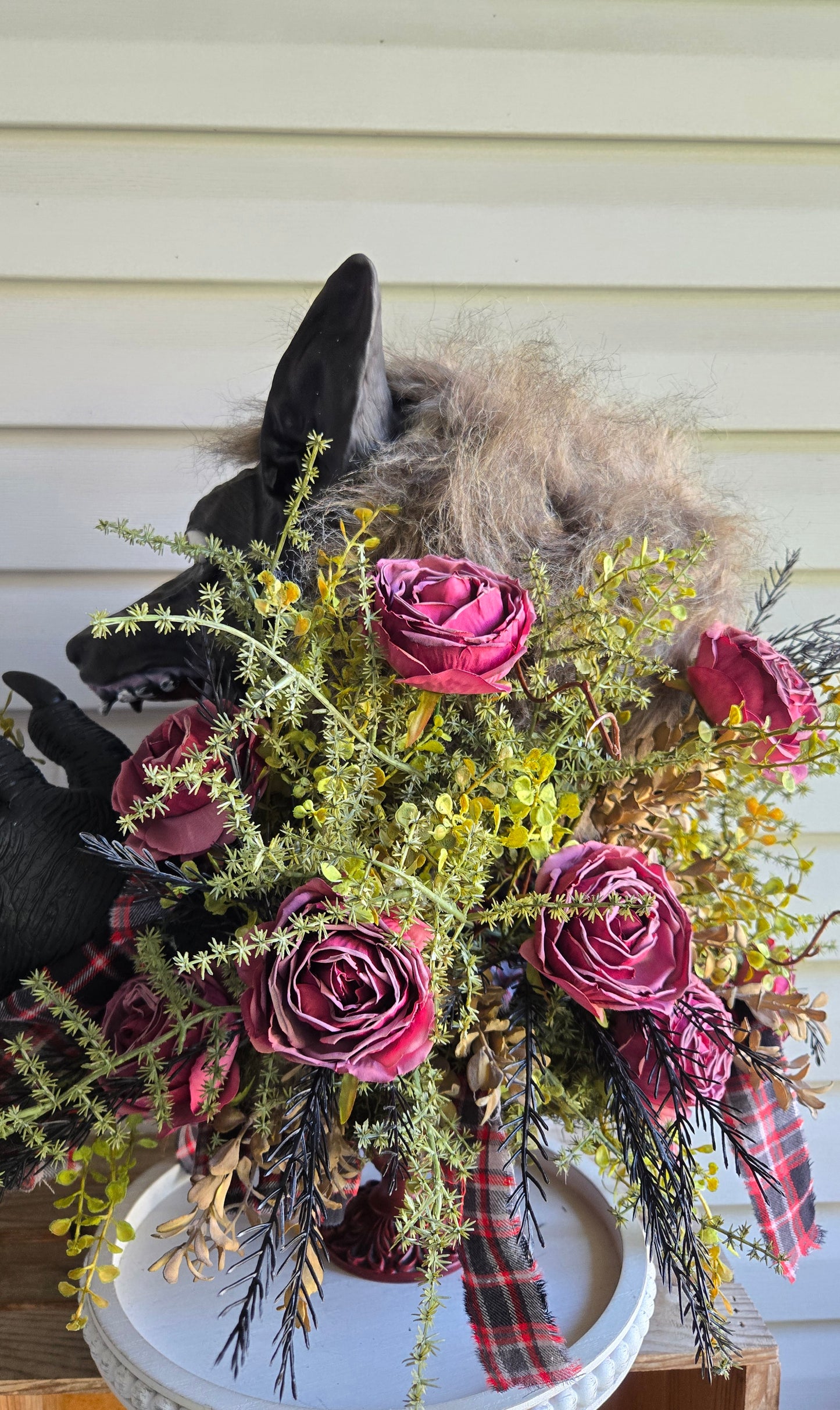 Romantic Gothic Werewolf Halloween Centerpiece | Animated Horror Floral Arrangement | One-of-a-Kind Decor