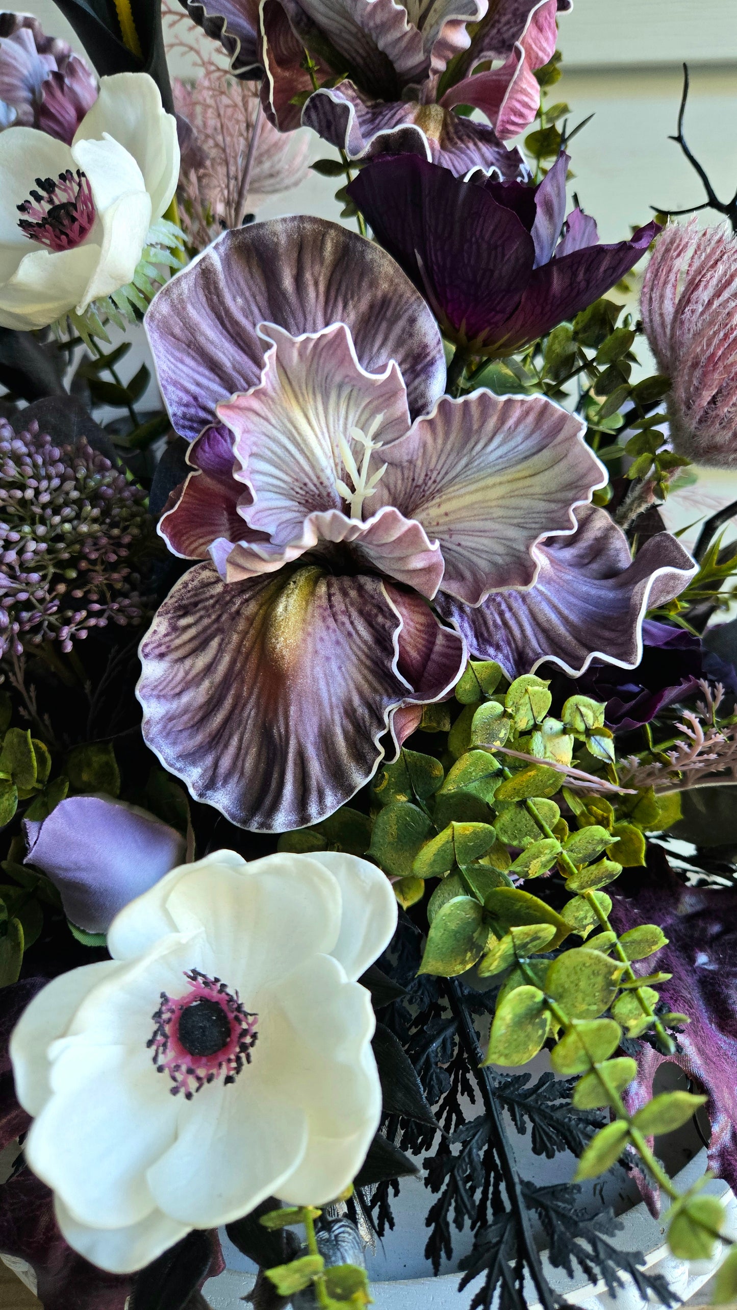 Midnight Vow Gothic Wedding Centerpiece | Moody Lavender & Black Floral Arrangement