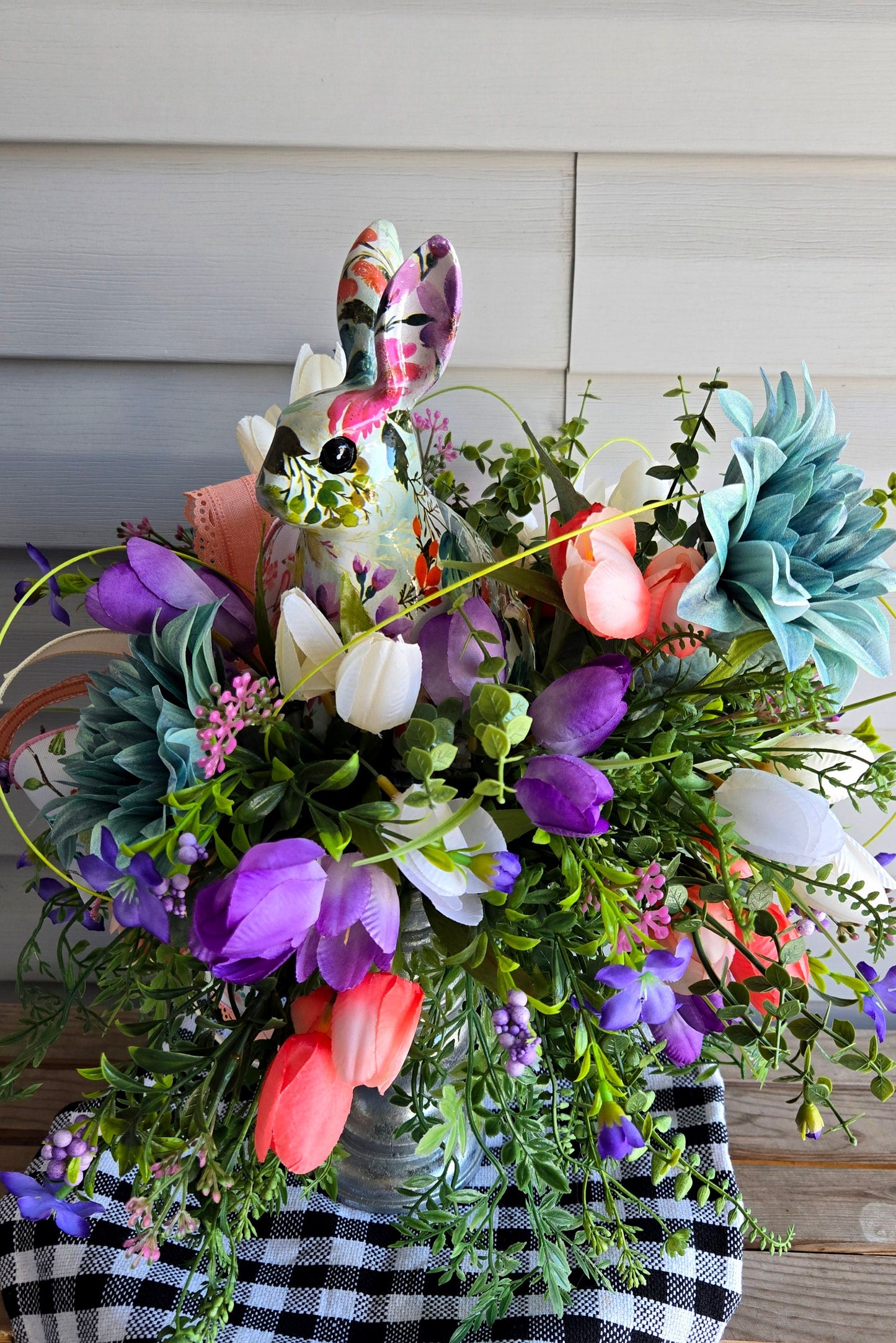 Easter Bunny Floral Candlestick Centerpiece Decoration Stuffs n Things by JD