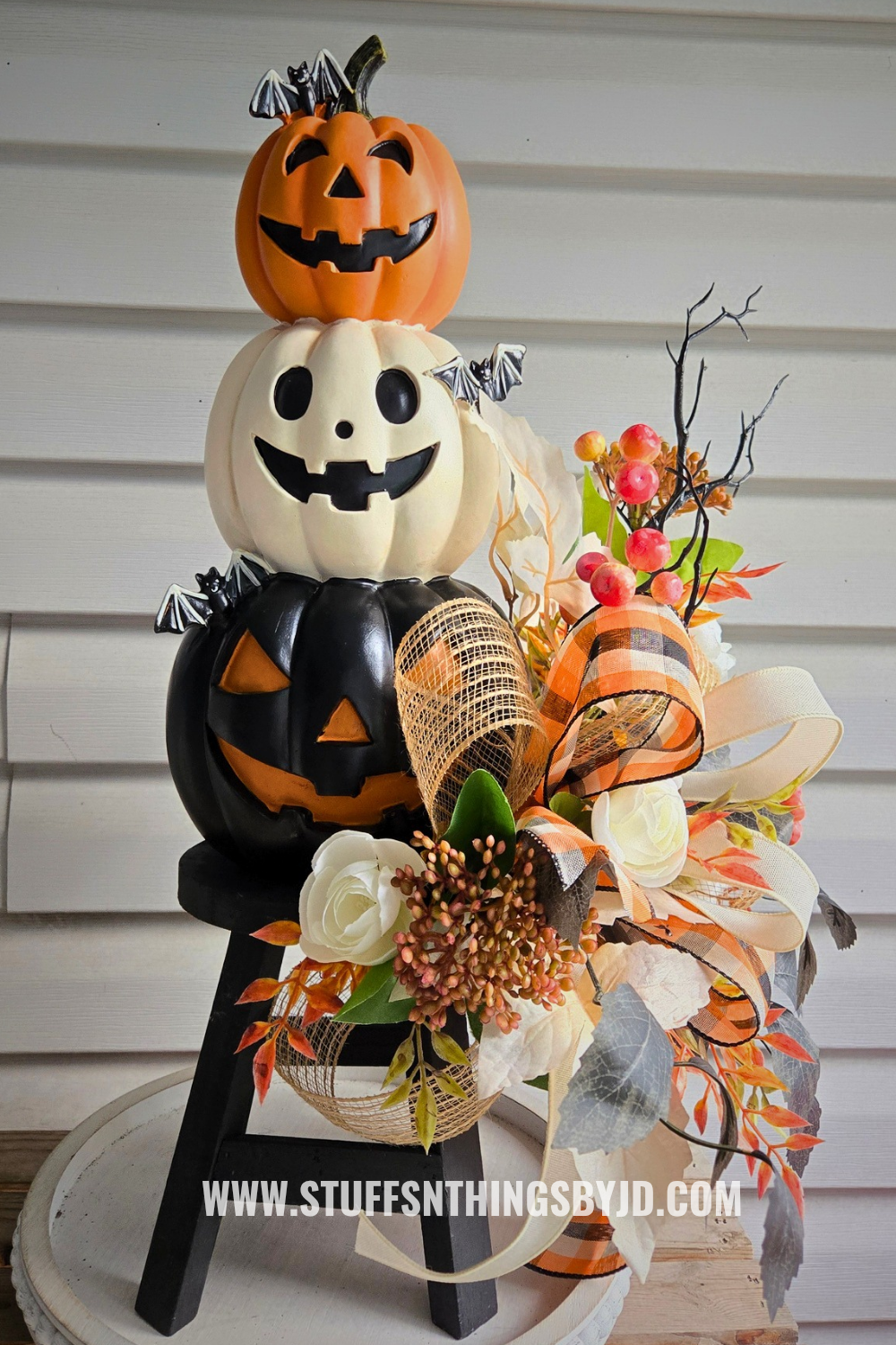 Stacked Jack O'Lantern Halloween and Fall Centerpiece or Table Decor