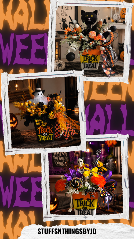 Trick or Treat Halloween Centerpiece Collection | Whimsical Halloween Floral Arrangement | 3 Designs