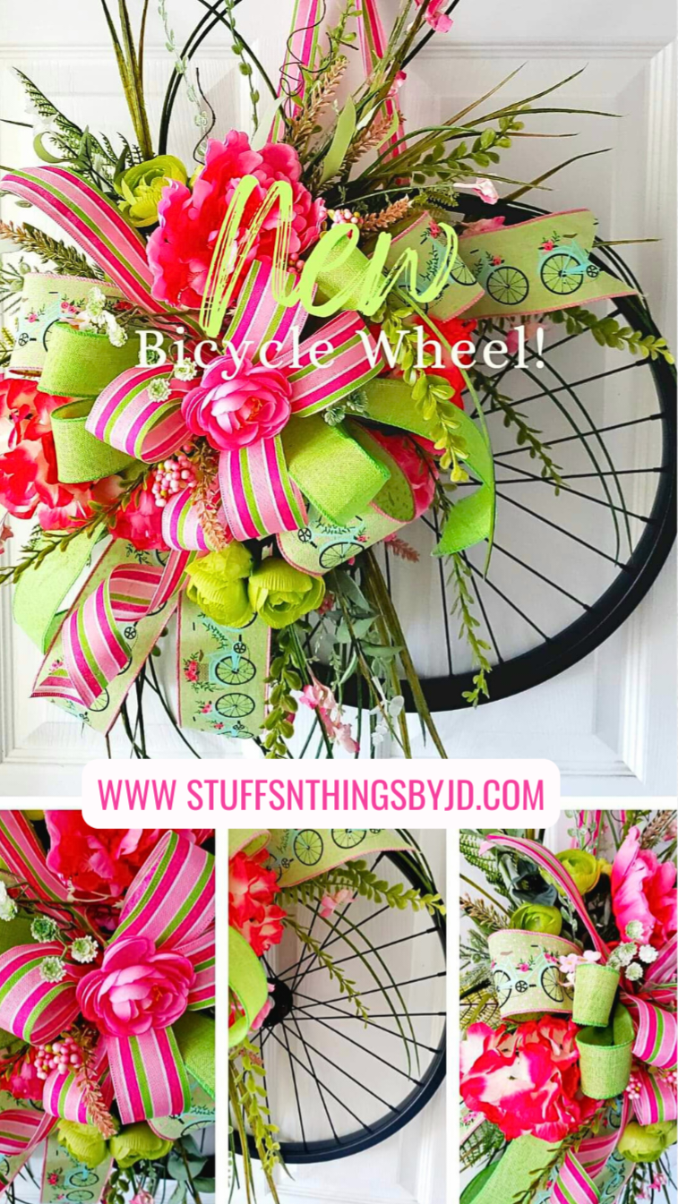 Bicycle Wheel Rim Front Door Wreath Stuffs n Things by JD
