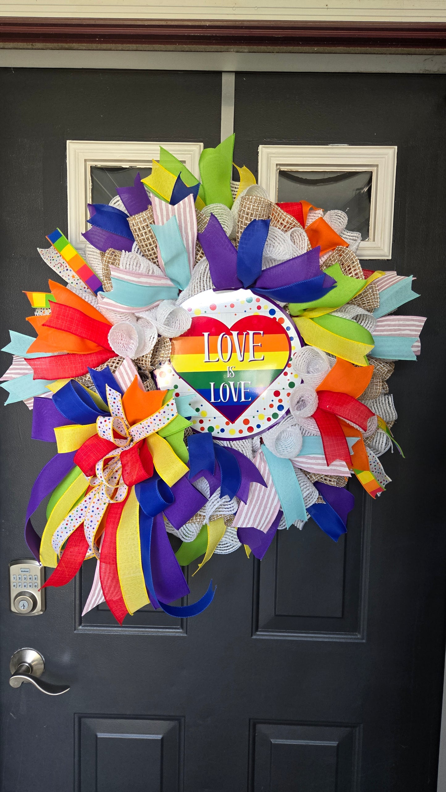 Pride Wreath - Rainbow LGBTQIA+ Love is Love Rainbow Door Wreath