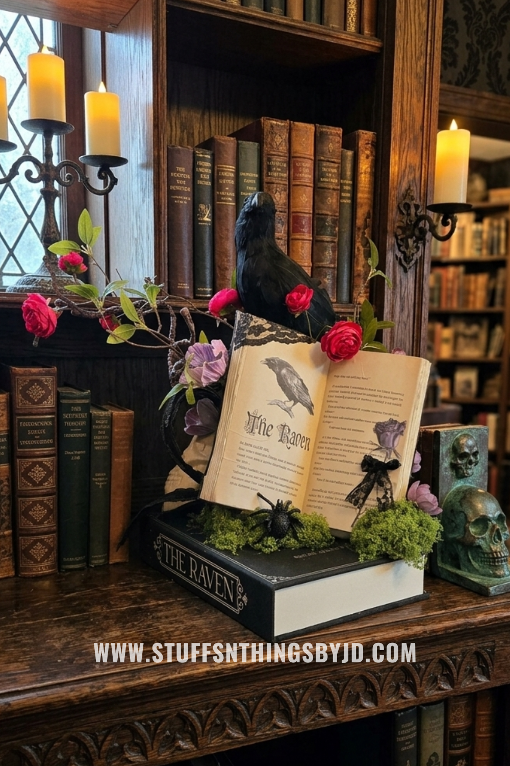 The Raven Gothic Centerpiece | Edgar Allan Poe Inspired Literary Halloween Decor