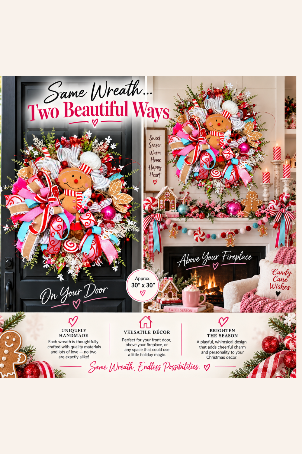 Christmas Wreath - Gingerbread Candyland themed