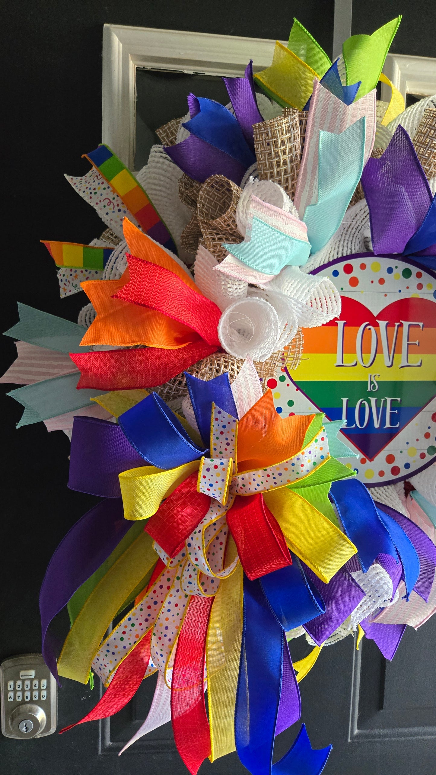Pride Wreath - Rainbow LGBTQIA+ Love is Love Rainbow Door Wreath