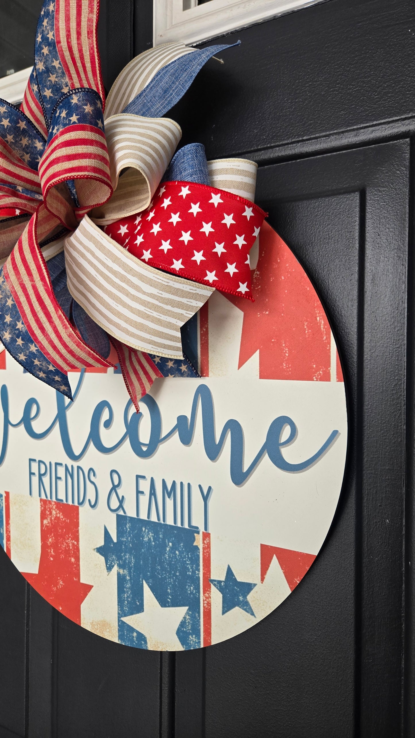 Patriotic Welcome Front Door Wood Sign
