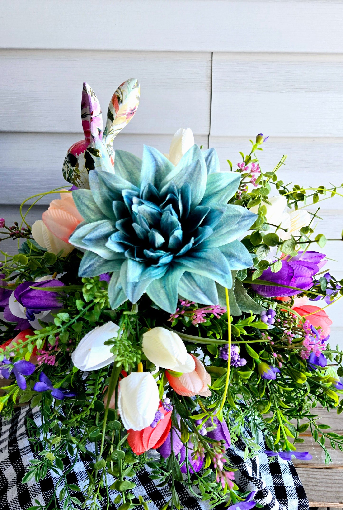 Easter Bunny Floral Candlestick Centerpiece Decoration Stuffs n Things by JD