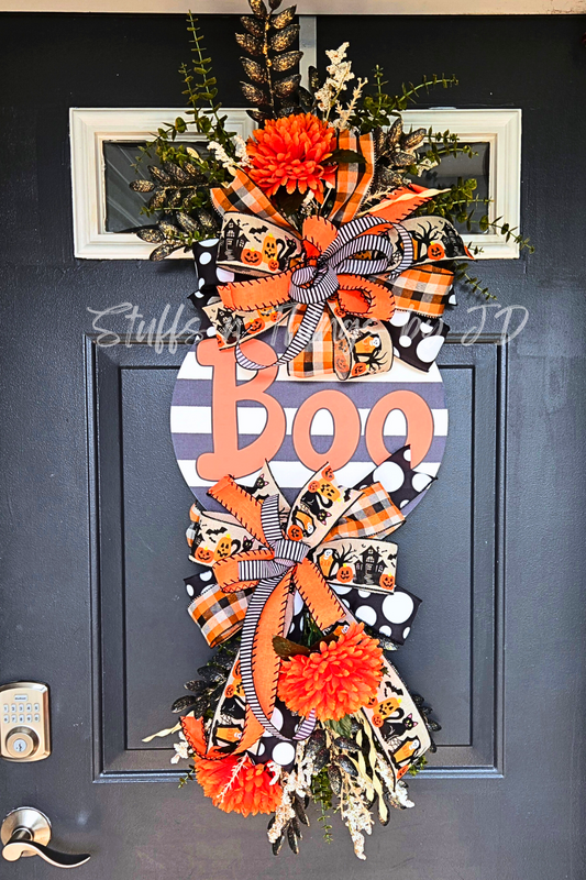 Fall Swag Door Hanger - Halloween Boo Wreath