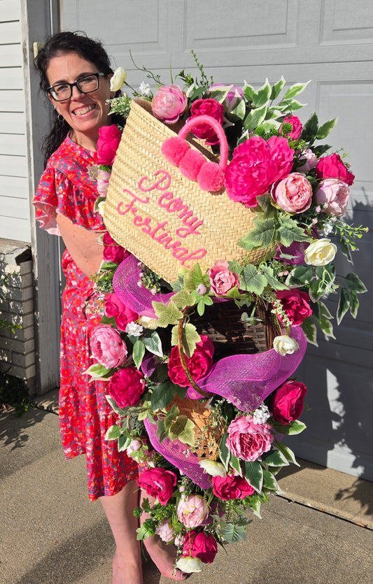 51" Peony Festival and Basket Swag