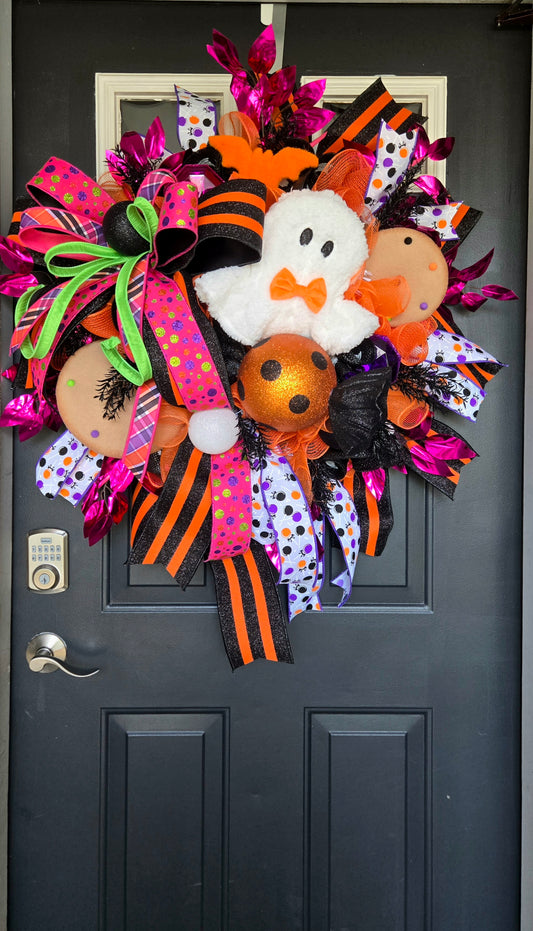 Halloween Wreath - Cookies & Candy Boo Bash Ghost Front Door Decor