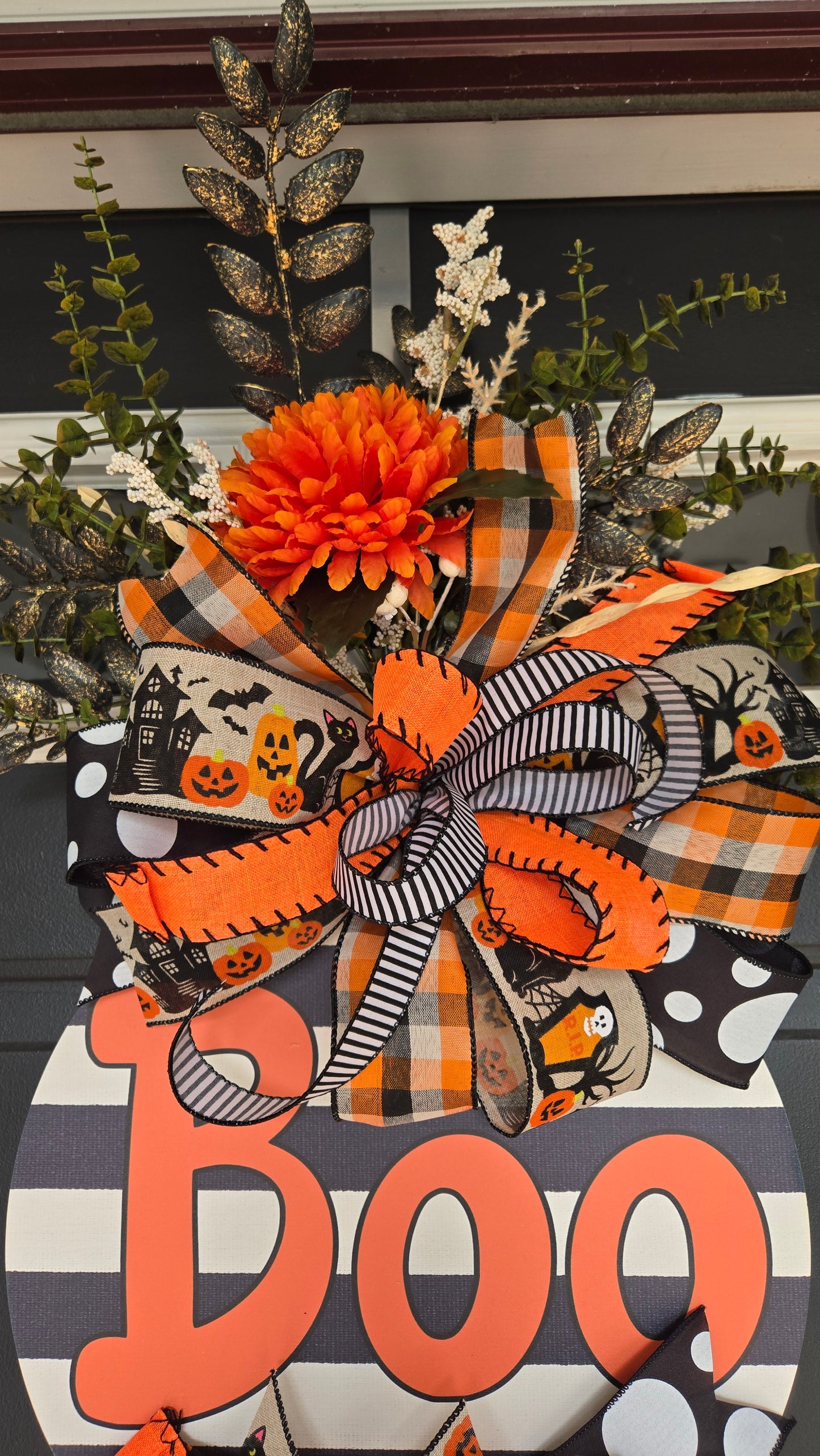 Fall Swag Door Hanger - Halloween Boo Wreath