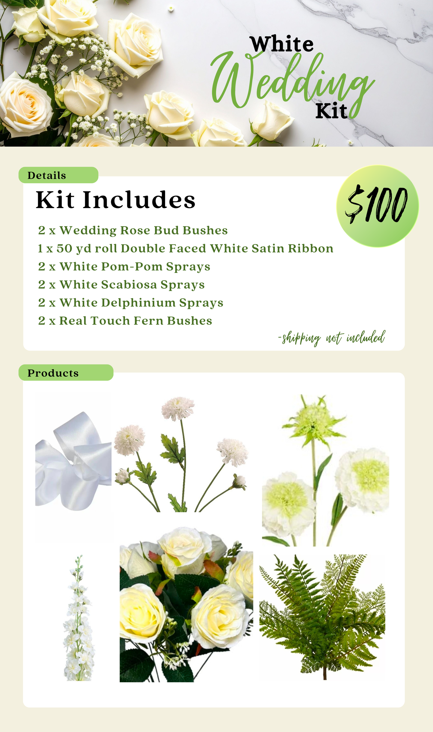 White Wedding Floral Kit
