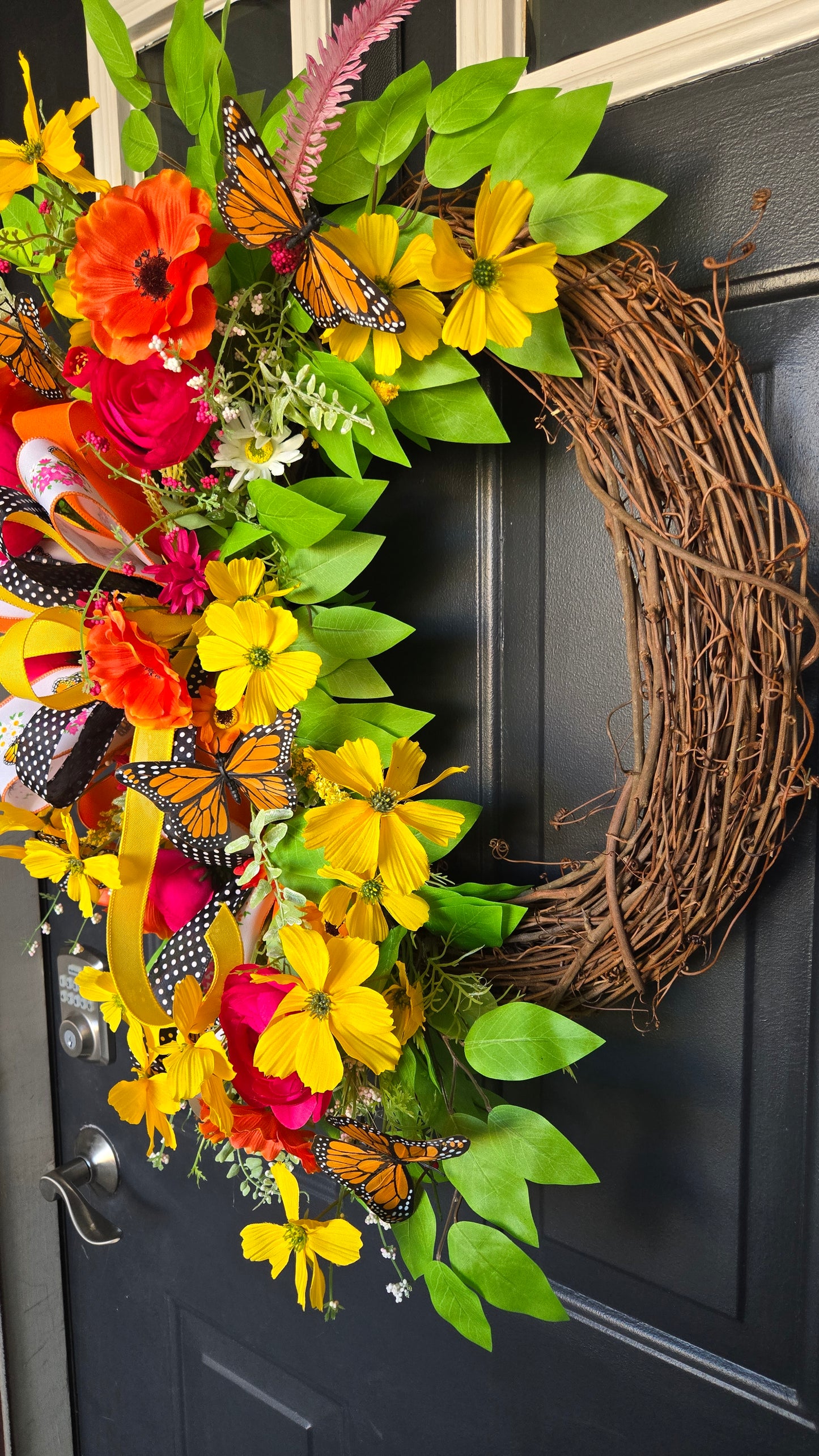 Monarch Butterfly Garden Grapevine Wreath