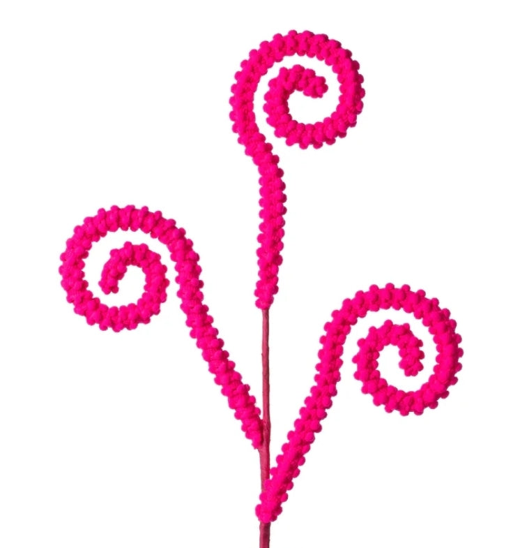 Neon Pink Chenille Curly Spray