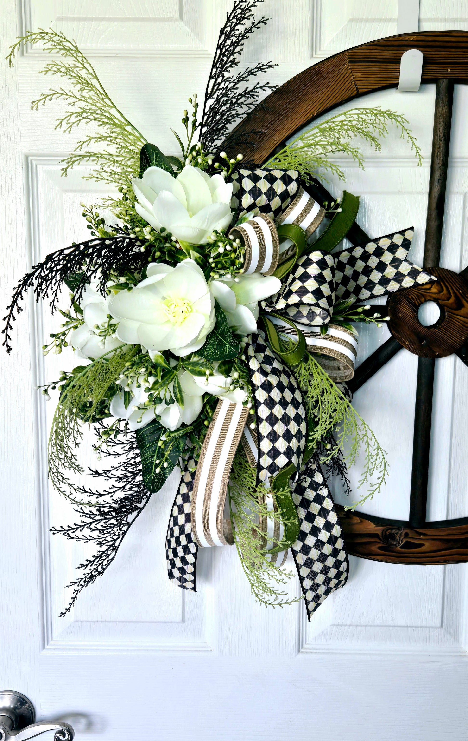 Magnolia Wagon Wheel Wreath - Farmhouse Decor - Stuffs n Things by JD