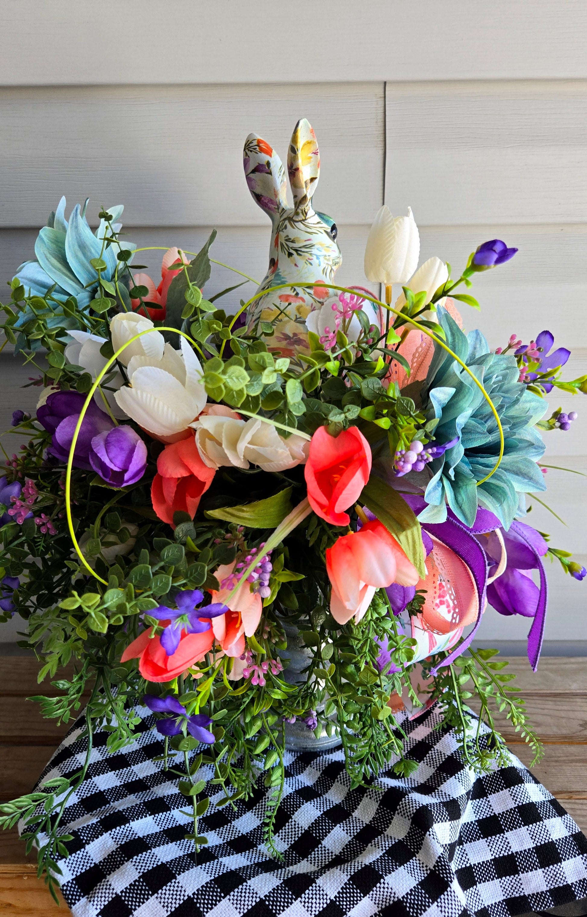 Easter Bunny Floral Candlestick Centerpiece Decoration Stuffs n Things by JD