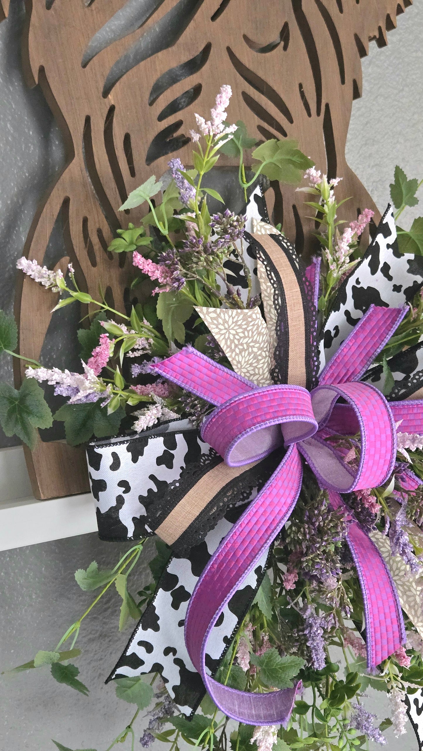 Highland Cow Wall Decor, Large Farmhouse Cow Door Hanger