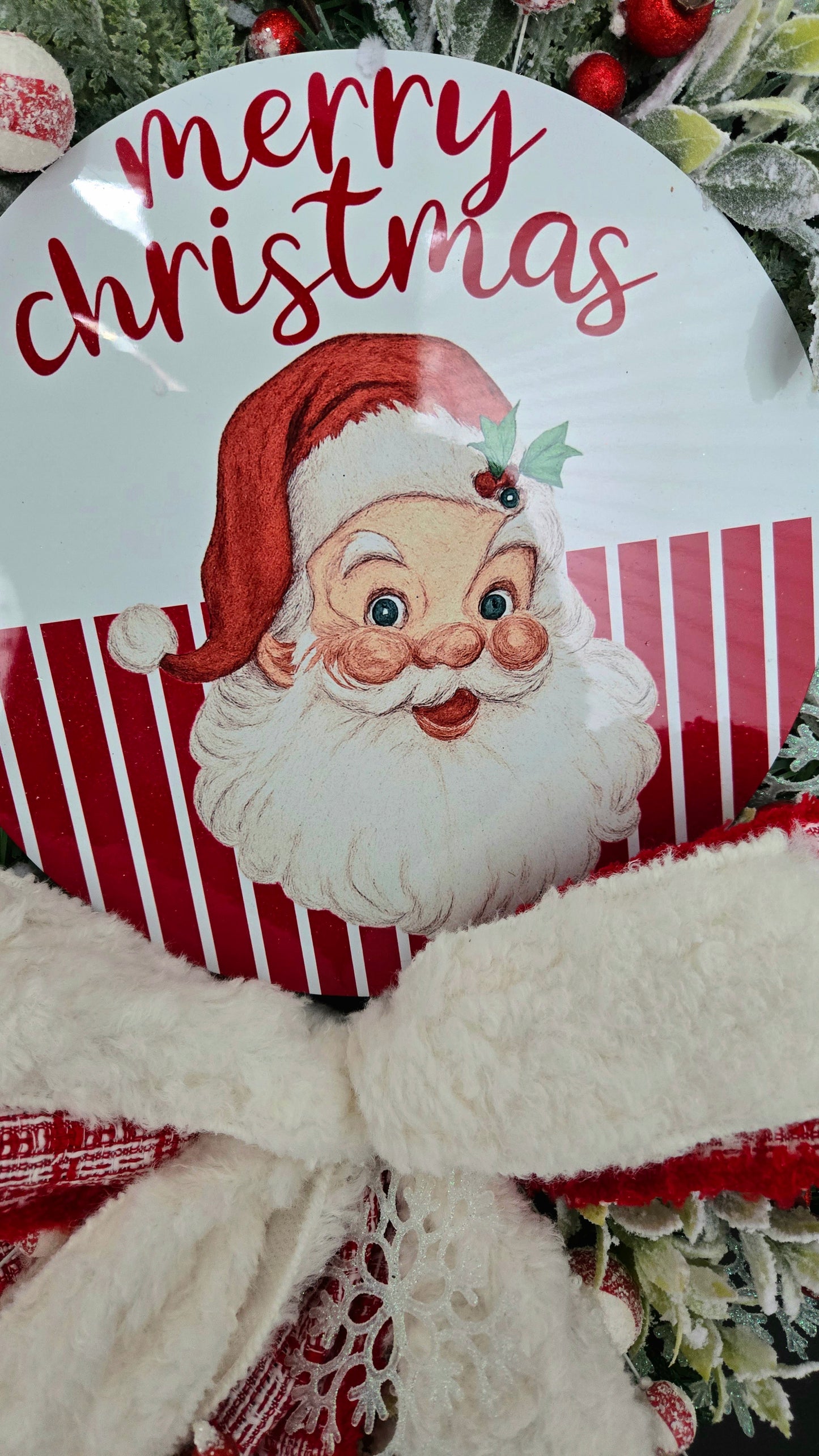 Santa Swag – Slim Pancake Style Christmas Door Wreath