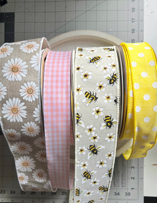 Spring Summer Wired Ribbon, Premium Ribbon Bundles, Wreath Ribbon Kits, Wired Ribbon Sets, Ribbon Supplies, Multiple Ribbon Varieties