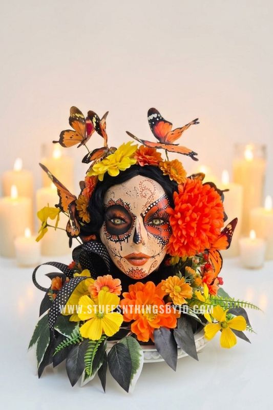 Monarch Día de los Muertos Centerpiece, Day of the Dead Arrangement