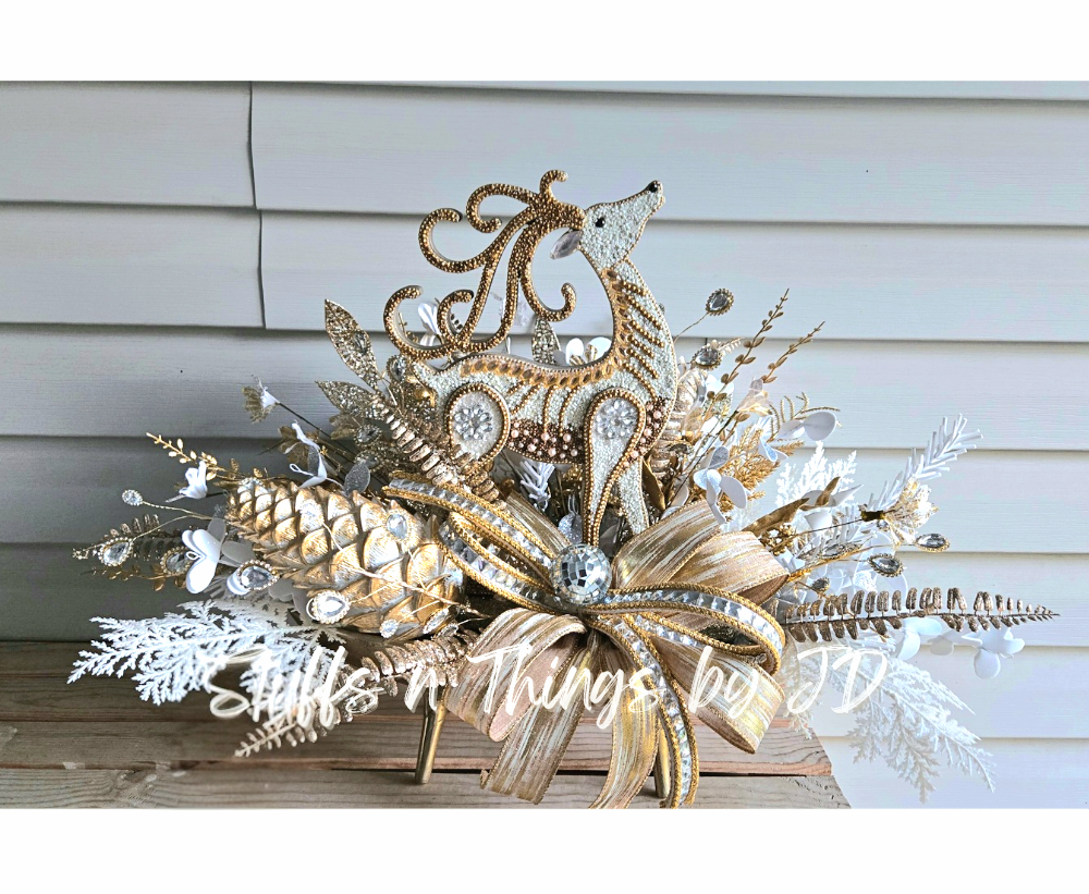 Gold Holiday Deer Centerpiece