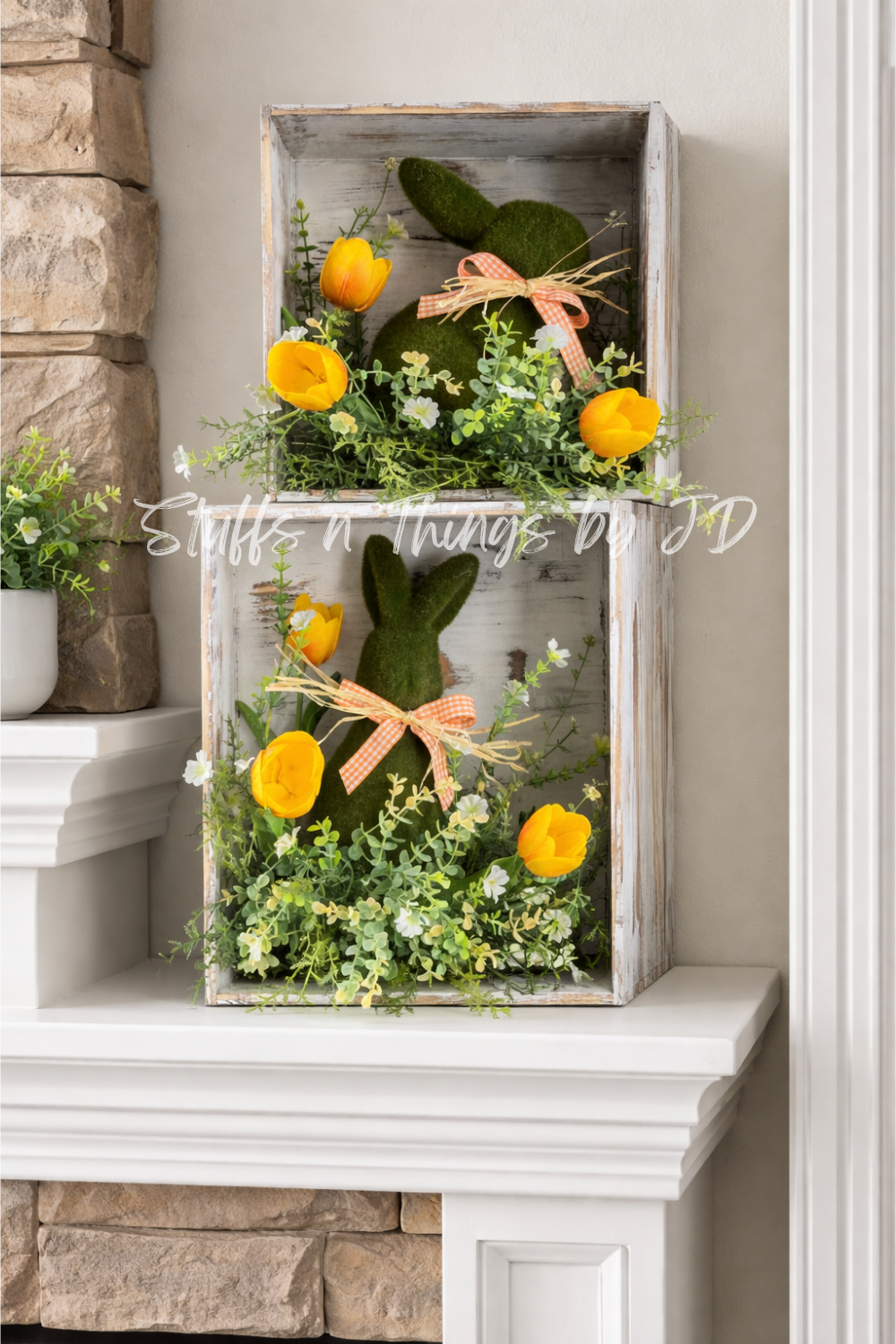 Sweet Meadow Bunny Box Set – Rustic Spring Mantle Duo