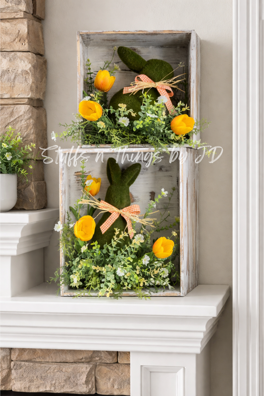 Sweet Meadow Bunny Box Set – Rustic Spring Mantle Duo
