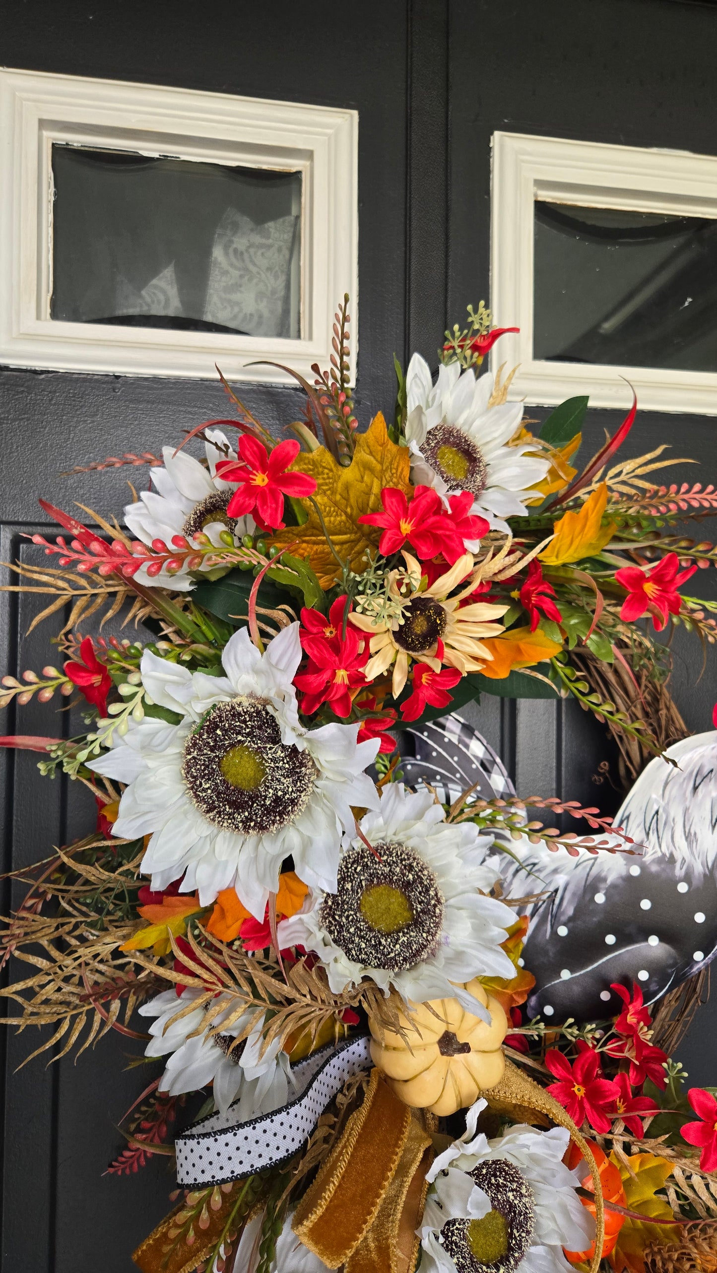 Fall Farmhouse Rooster Grapevine Wreath for Ranch, Barn or Front Door