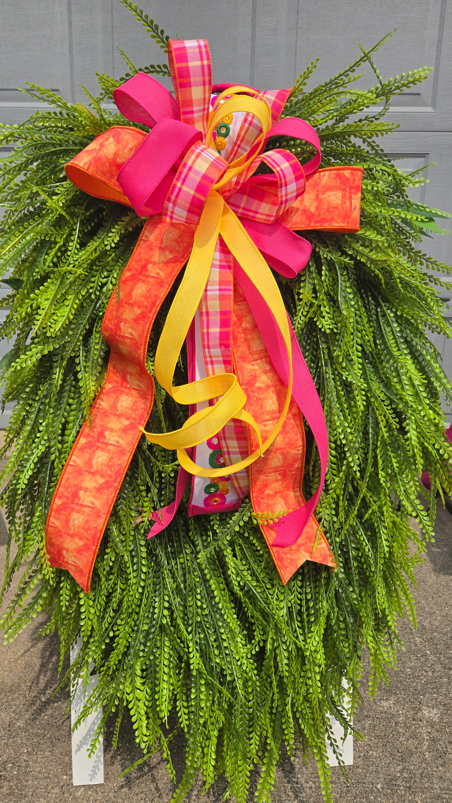 Wreath Bow - Changeable Bright Floral Summer Bow for Large Wreaths