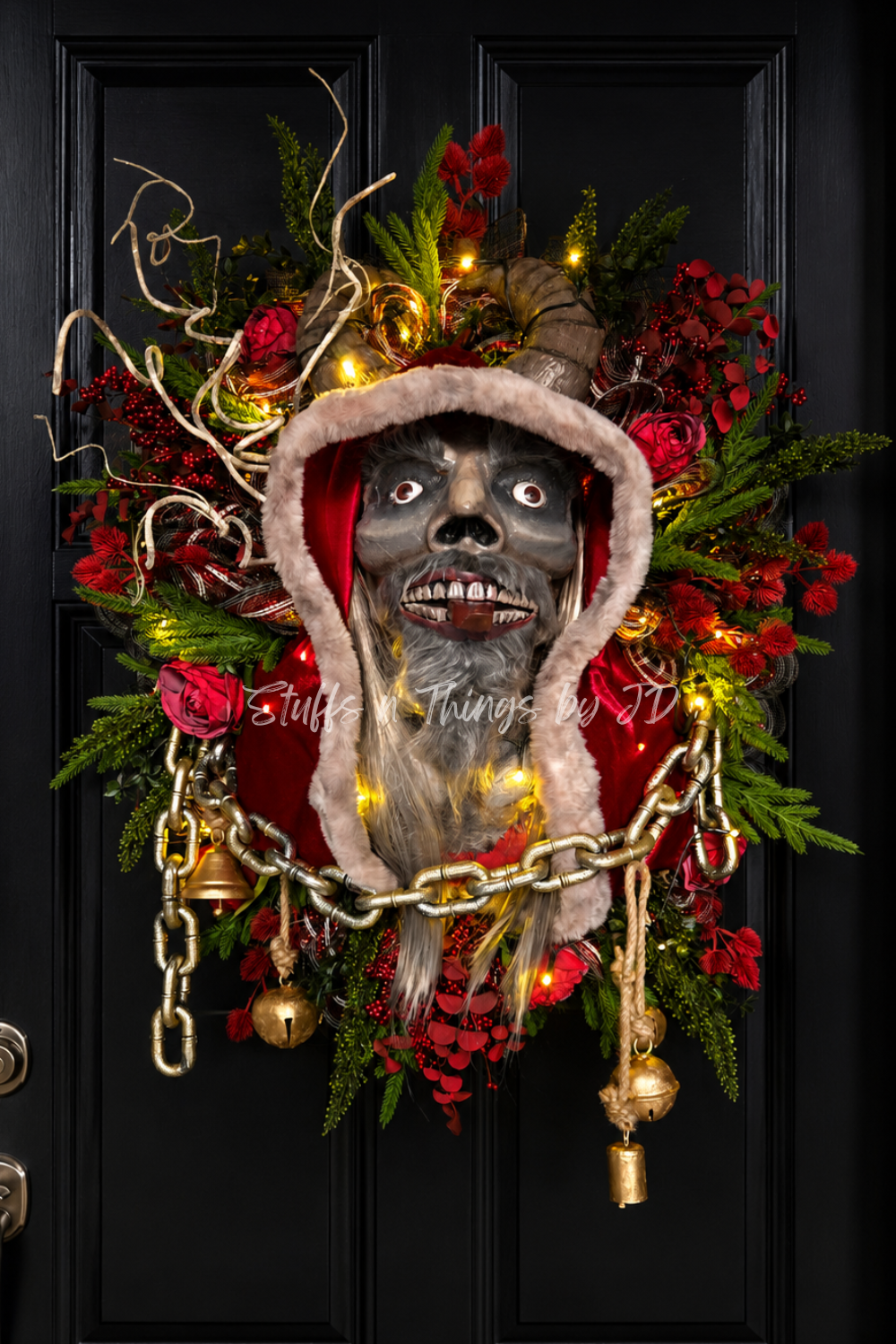 Krampus Christmas Wreath | Gothic Christmas Door Decor | Creepy Santa Wreath | Krampus Holiday Decor | One-of-a-Kind Christmas Wreath